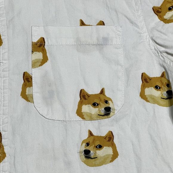 Phirts Shirt Men’s S White Button Up Allover Corgi Dog Print 100% Cotton - Picture 12 of 17